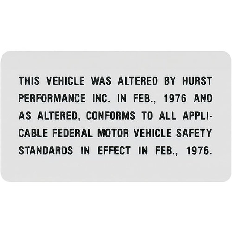 Decal 76-77 Grand Prix Hurst Modification