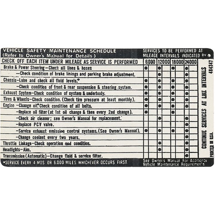 Decal 71 Grand Prix Interior Vehicle Safety Maintenance