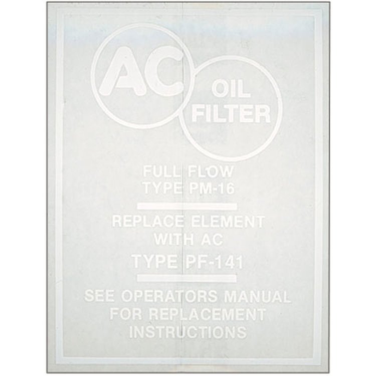 Decal 64 Chevelle/El Camino Oil Filter Canister