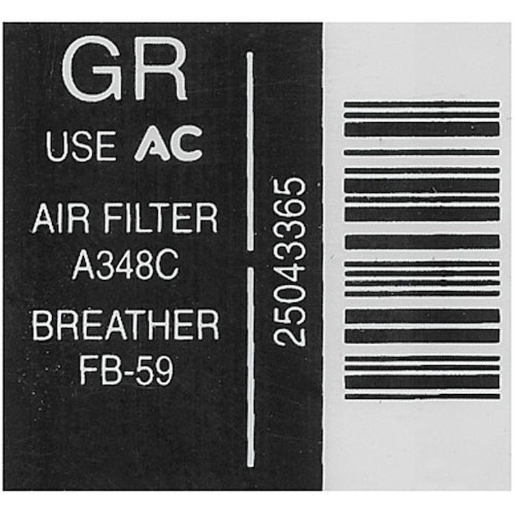 Decal 84 Monte Carlo Air Cleaner GR 25043365