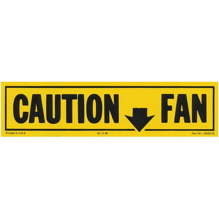 Decal 81-82 GM G Body Fan Caution