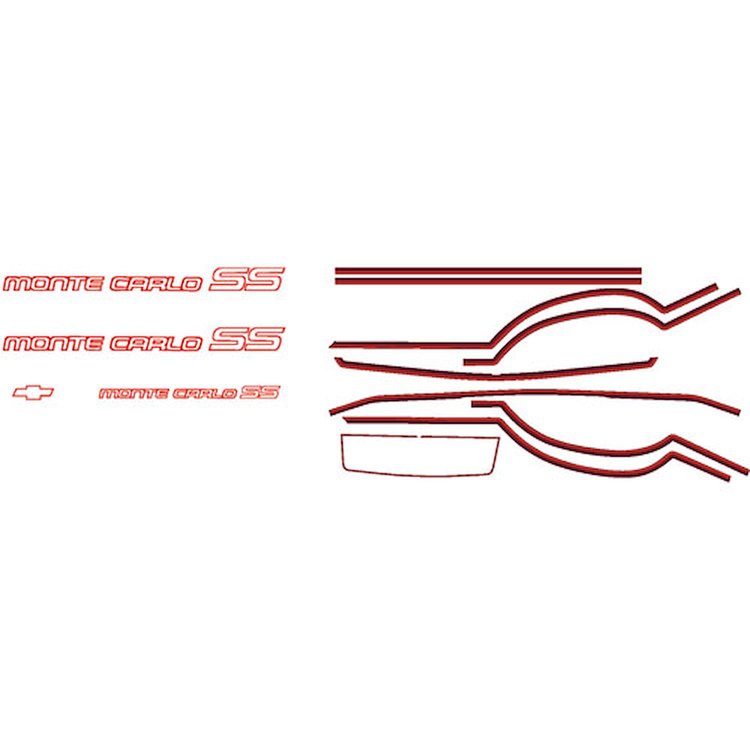 Decal 85-86 Monte Carlo Body Stripe Kit SS Maroon Orange