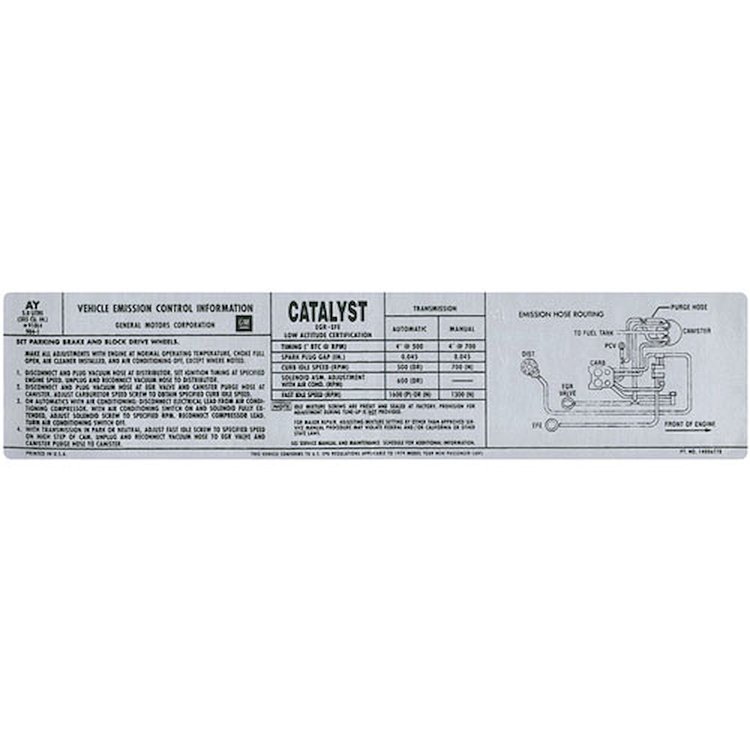 Decal 79 GM G Body Emissions 305 14006778