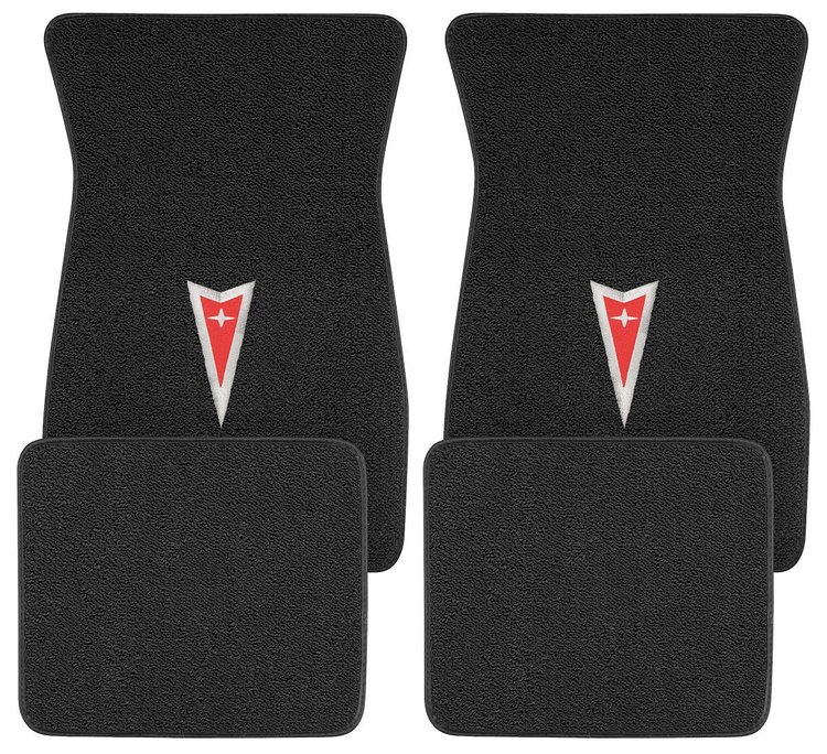 Floor Mats Fits Select 1964-1977 Pontiac Grand Prix, GTO, LeMans, Tempest [Black, Pontiac Arrowhead]
