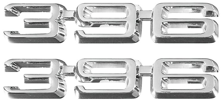PZ00054-PR Emblem, Fender, 1969-70 Chevelle/El Camino, 396, Pair