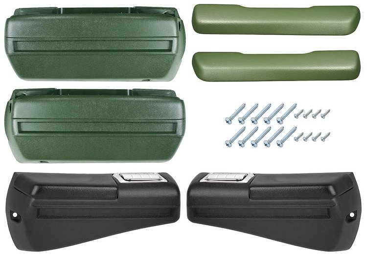 RK16LG Armrest Kit, Front/Rear, 1968-69 Chevelle/Cutlass/Pontiac A-Body, Rear Black Only