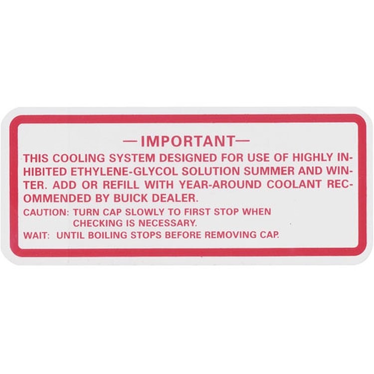 Decal 62-64 Skylark 63-64 Riviera Cooling System