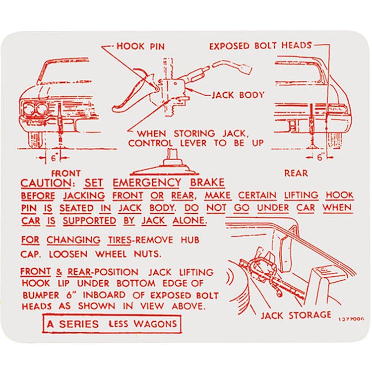 Decal 66 Skylark Special Trunk Jack Instructions