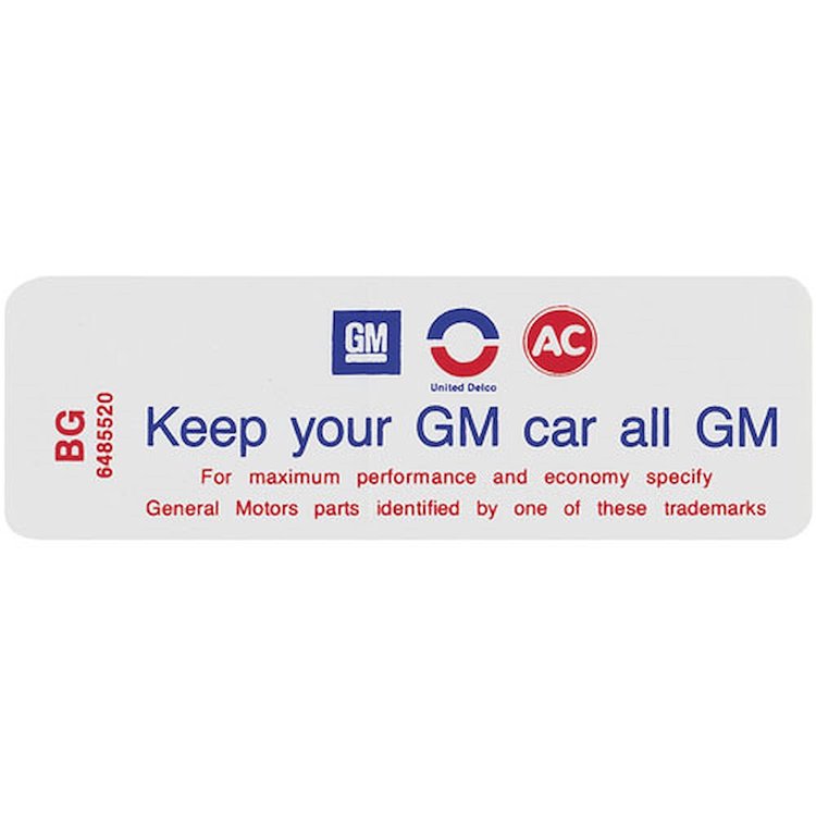 Decal 70-71 Skylark Air Cleaner 350 4V HD 6485520 Keep your GM car all GM