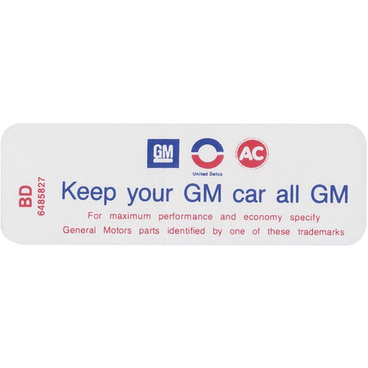 Decal 70-71 Skylark Air Cleaner 455 4V 6485827 Keep your GM car all GM