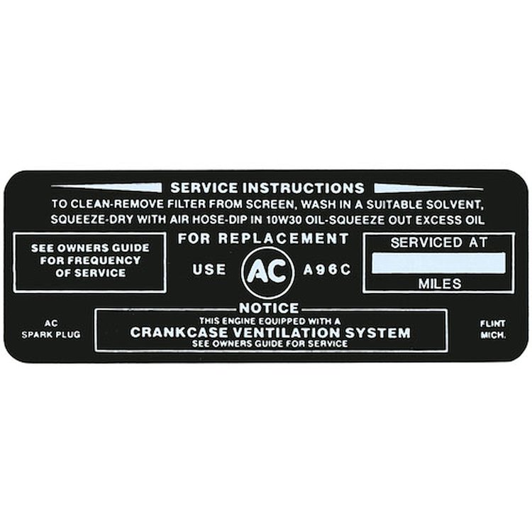 Decal 64 Buick Air Cleaner Service Instructions Wildcat 445 A96C