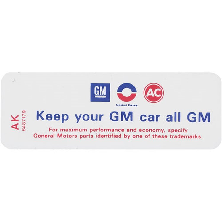 Decal 1972-73 Buick Air Cleaner 455 4V Keep Your GM Car All GM AK 6487179