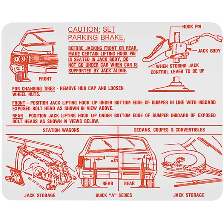 Decal 68-69 Skylark Special Trunk Jack Instructions