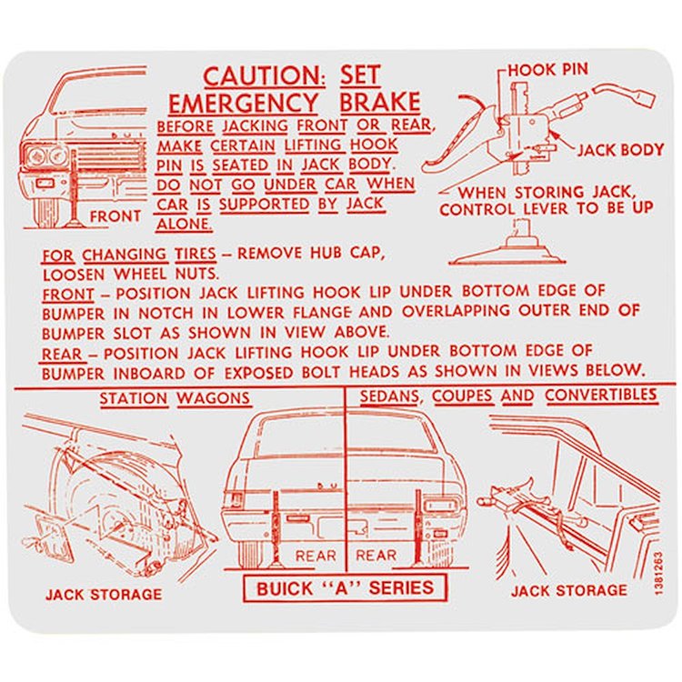 Decal 67 Skylark Special Trunk Jack Instructions