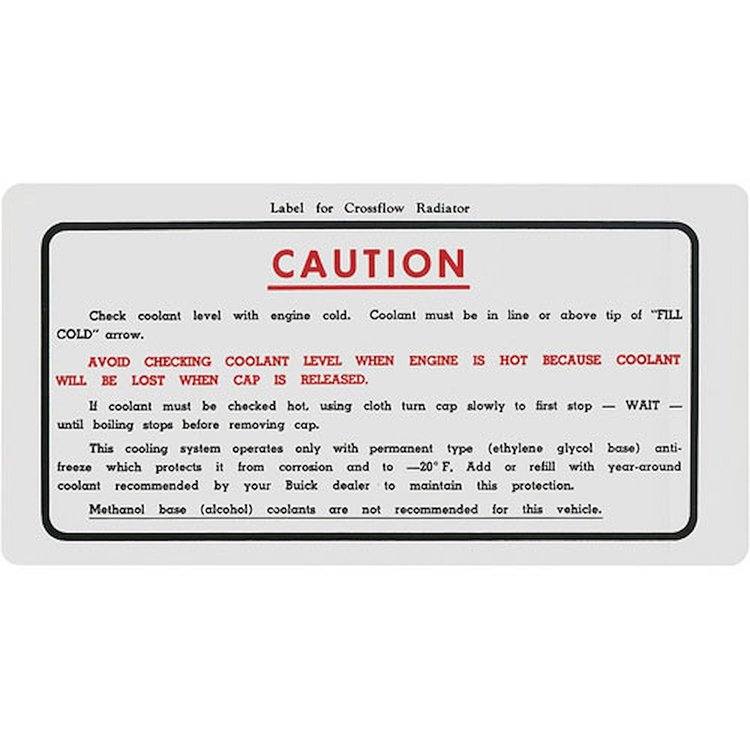 Decal 65-66 Buick Cooling System Cross Flow