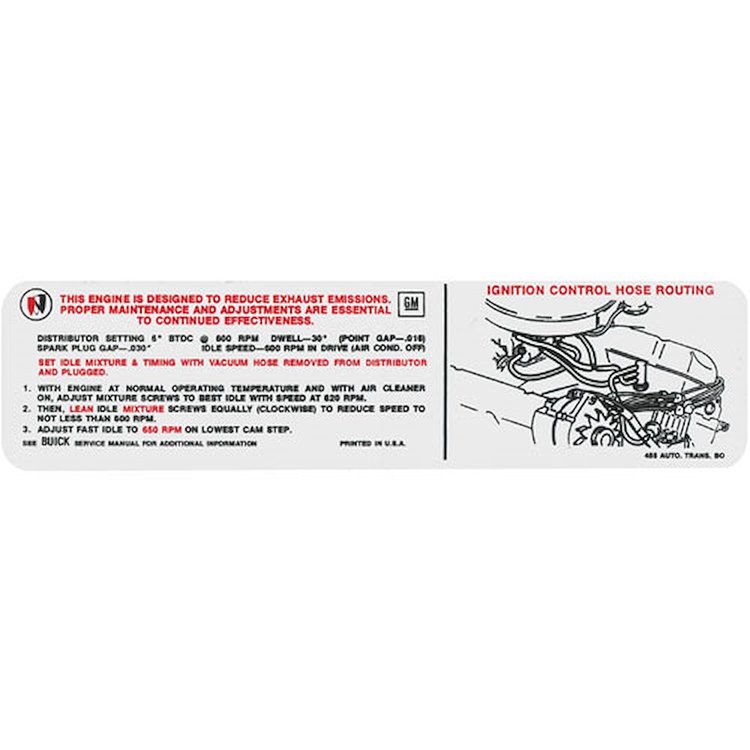 Decal 70 Skylark Riviera Emission 455 4bbl AT BO Late