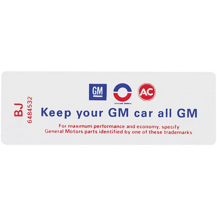 Decal 69 Buick Air Cleaner 350 430 4bbl 6484532 Keep your GM car all GM