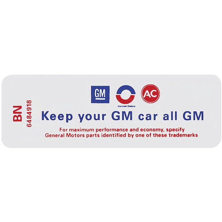 Decal 69 Buick Air Cleaner 350 2bbl HD 6484918 Keep your GM car all GM