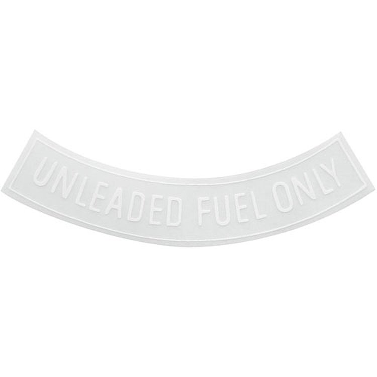 Decal 71-77 GM Unleaded Fuel Only 3 White Curved