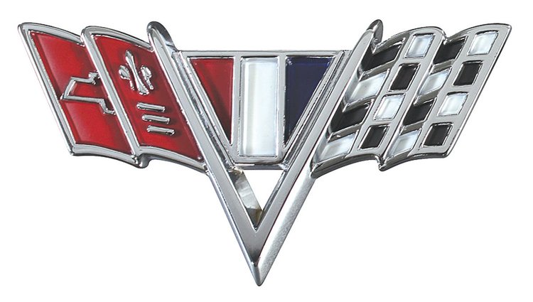 Fender Emblem for 1964-1967 Chevy Chevelle, El Camino [V Flags]
