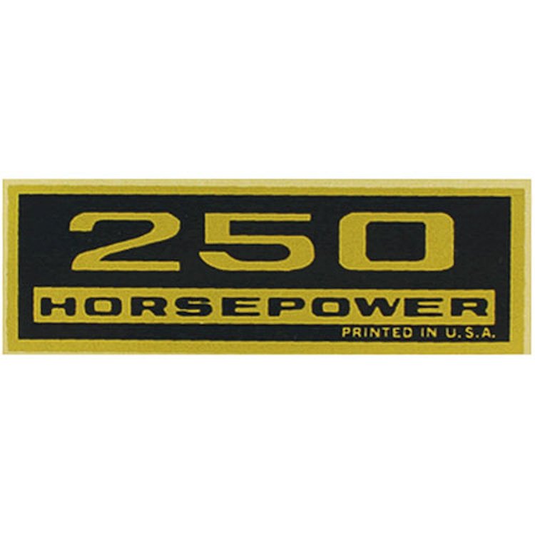 Decal Chevelle/El Camino/Monte Carlo Valve Cover 250HP Black/Gold