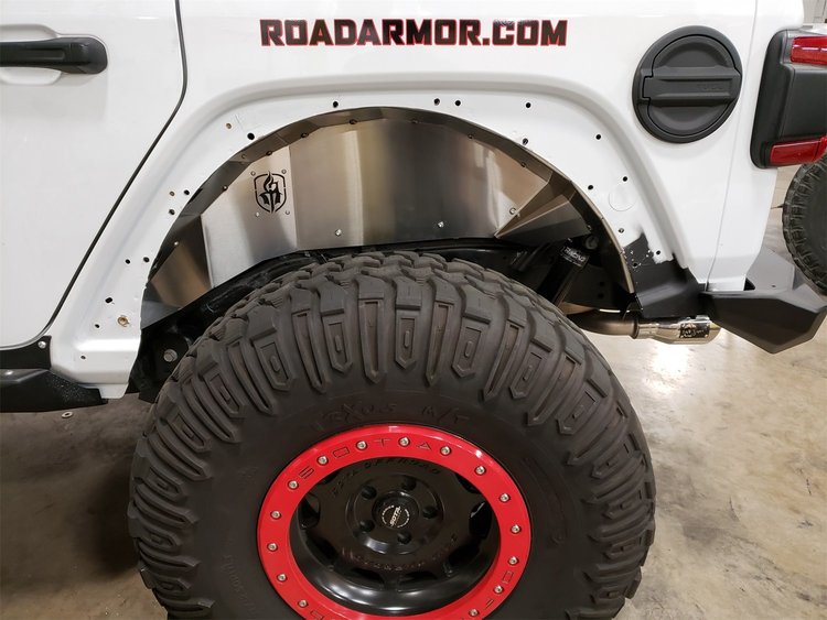 518LFR0Z Stealth Body Armor, Fender Liner, Rear, Raw Stainless Steel Fits Select Jeep Wrangler