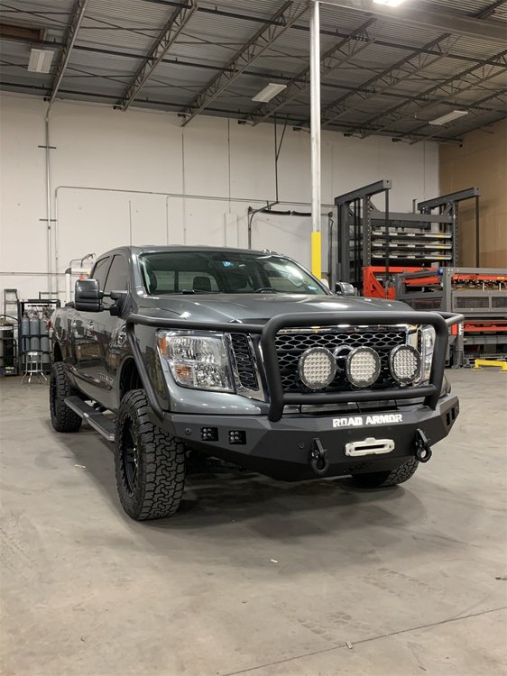 7162F5B Stealth Winch Front Bumper, Lonestar Guard, Texture Black, Fits Select Nissan Titan XD