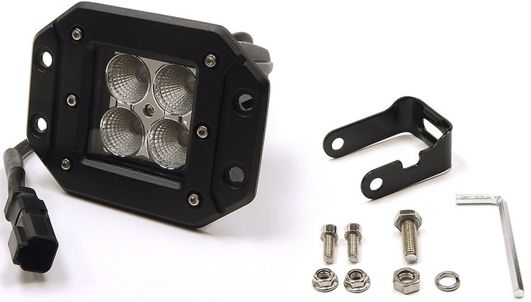 CREE LED Flood Light with Chrome Light Panel [3 in. Cube, Flush Mounted, Black]