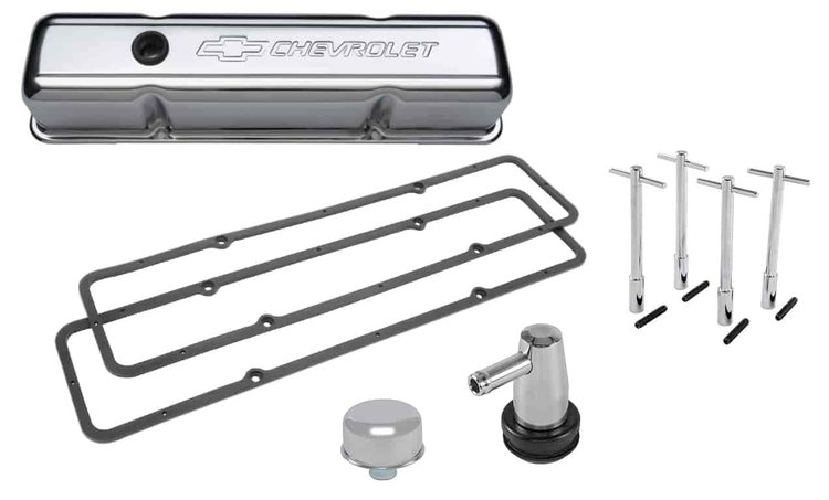 Chrome Valve Cover Kit for 1958-1986 Small Block Chevy