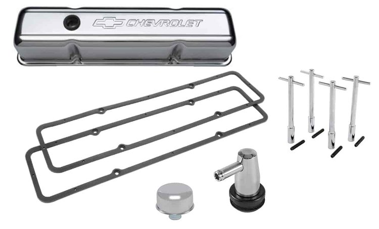 Chrome Valve Cover Kit for 1958-1986 Small Block Chevy
