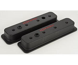 Die-Cast Aluminum Center Bolt Valve Covers for 1987-Up Small Block Chevy in Black Crinkle Finish