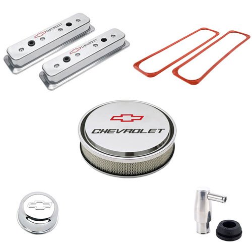 Die-Cast Aluminum Center Bolt Valve Cover Kit for 1987-Up Small Block Chevy in Chrome Finish