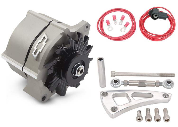 141-149 Slant Edge Alternator Kit for Small Block Engines [Cast Gray Crinkle Finish]