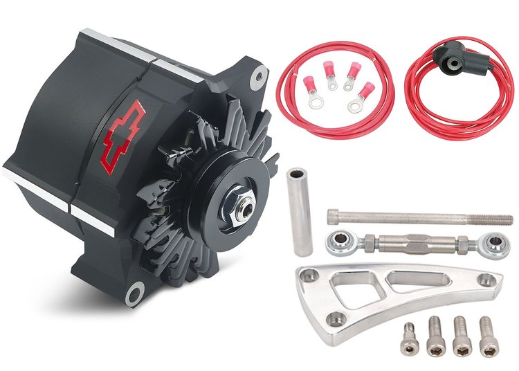 141-152 Slant Edge Alternator Kit for Small Block Engines [Black Crinkle Finish]