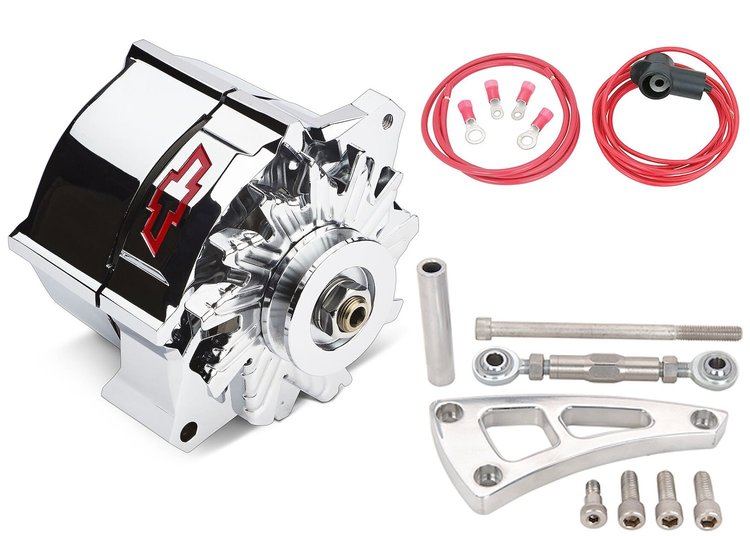 141-155 Slant Edge Alternator Kit for Small Block Engines [Chrome Finish]