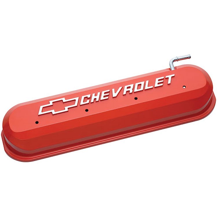 141-261 Die-Cast Slant-Edge Valve Covers for GM Gen III/IV LS Engines w/Raised Chevrolet Logo [Orange]