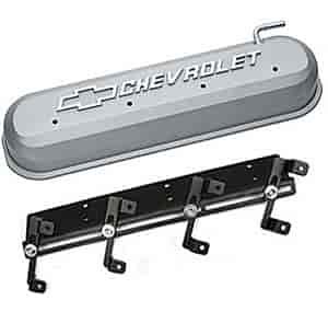 141-263 Die-Cast Slant-Edge Valve Cover Kit for GM Gen III/IV LS Engines w/Raised Chevrolet Logo [Gray]