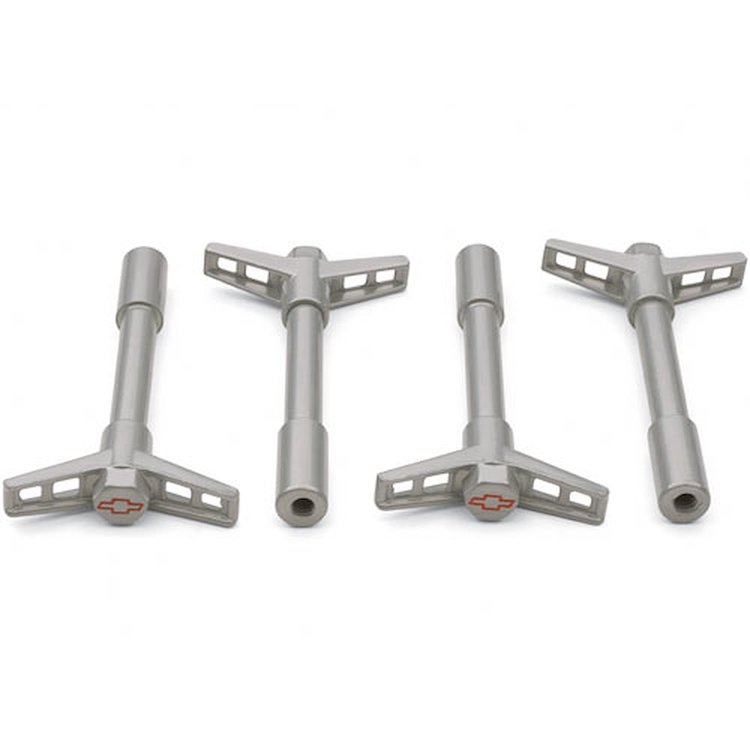 Metallic Gray Chevy Bowtie Valve Cover Wing Nuts for Small Block & Big Block Chevy