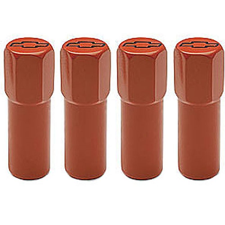 Valve Cover Mini Nuts in Chevy Orange Finish With Black Bowtie