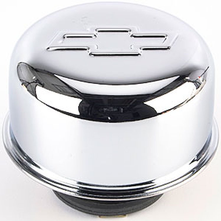 Chrome Chevy Bow Tie Valve Cover Air Breather Cap Twist-On