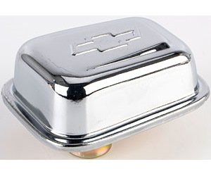 Rectangular Chrome Chevy Bow Tie Valve Cover Breather Cap Push-In