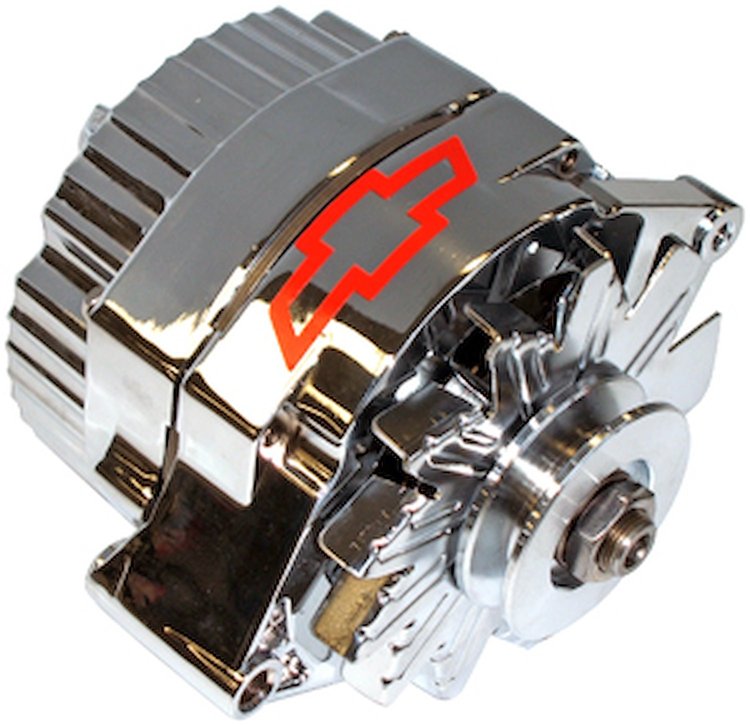 GM Chrome Alternator with Chevy Bowtie Logo 100 Amp