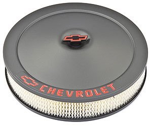 Classic Chevrolet 14"x3" Air Cleaner Kit with Bowtie & Chevrolet Emblem in Black Crinkle Finish