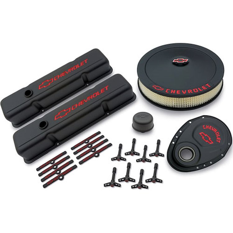 1958-1986 Small Block Chevy Complete Dress-Up Kit in Black Crinkle Finish