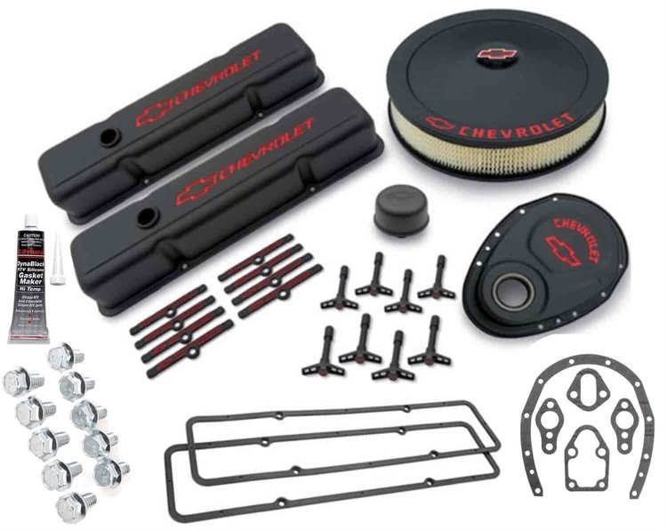 1958-1986 Small Block Chevy Complete Dress-Up Kit in Black Crinkle Finish