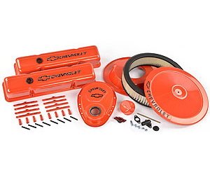 1958-1986 Small Block Chevy Complete Dress-up Kit in Chevy Orange Finish