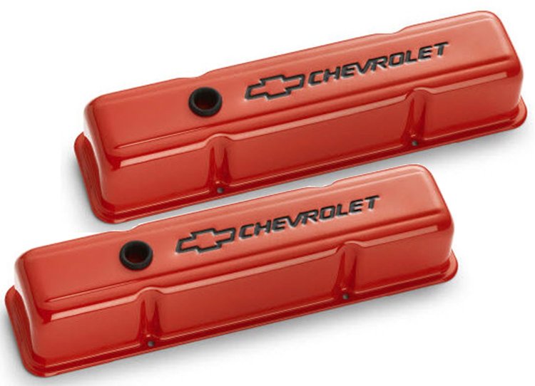 Tall Valve Covers for 1958-1986 Small Block in Chevy Chevy Orange Finish