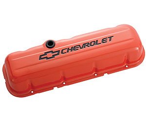 Short Valve Covers for 1965-1996 Big Block Chevy in Chevy Orange Finish