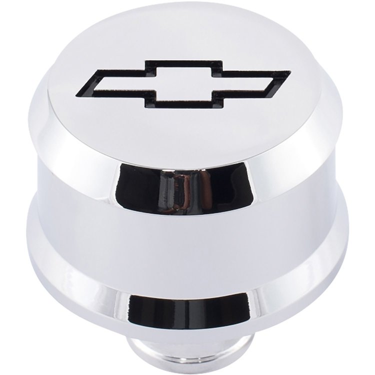 Slant-Edge Aluminum Chevy Bowtie Push-In Air Breather Cap [Chrome]