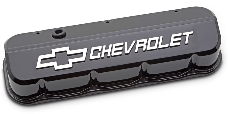Die-Cast Slant-Edge Valve Covers for 1965-1996 Big Block Chevy 396-454 [Liquid Black Finish]